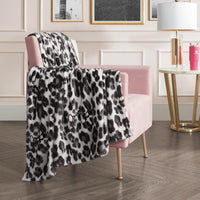 Grey Leopard Print Throw