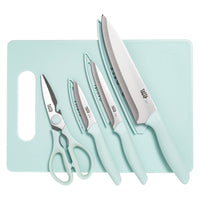 Aqua Knives & Cutting Board (Set of 5)