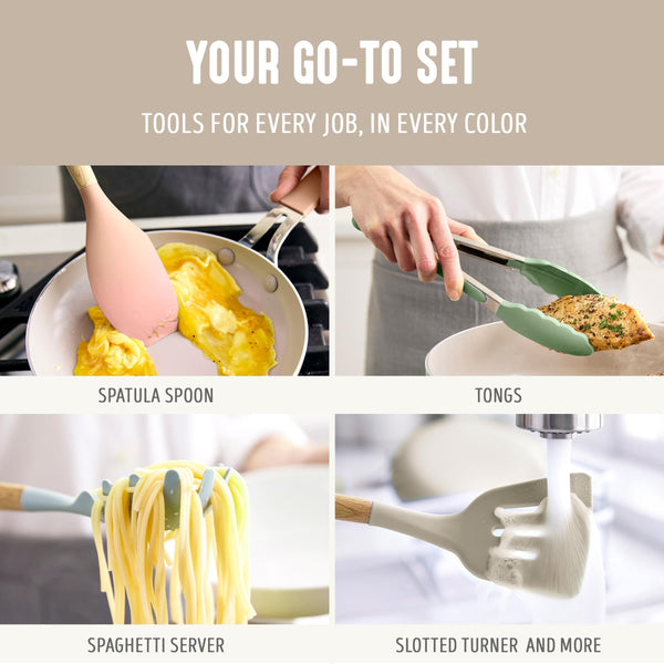 Taupe Silicone Utensils with Crock (Set of 11)