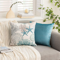 Coastal Blue Velvet Pillow Cover (Set of 2)
