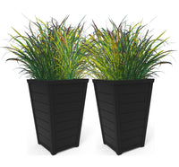 Graphite Wood-Look Planters (Set of 2)