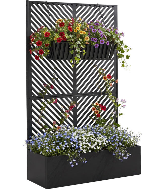 Metal Planter Box With Trellis