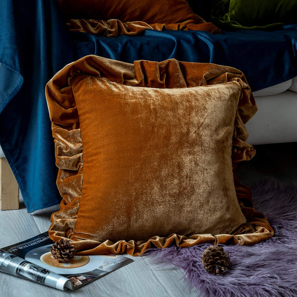Camel Velvet Throw Pillow Cover (Set of 2)
