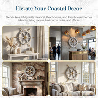 White Wooden Ship Wheel