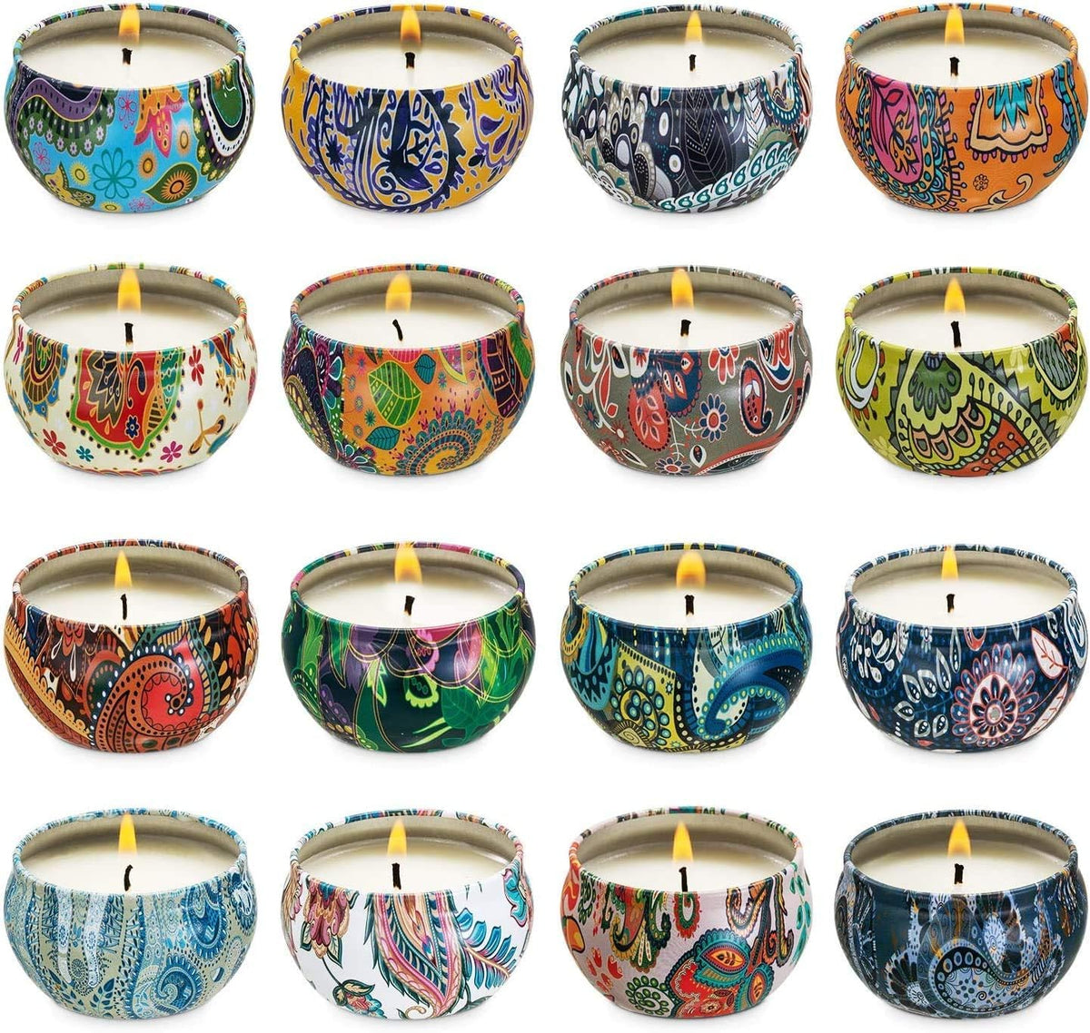 Scented Tin Candles (Set of 16)