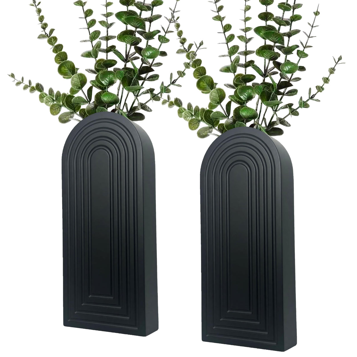 Black Wooden Wall Vases (Set of 2)