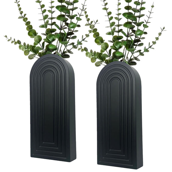 Black Wooden Wall Vases (Set of 2)
