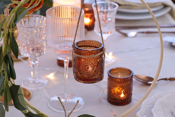 Amber Glass Votives (Set of 24)