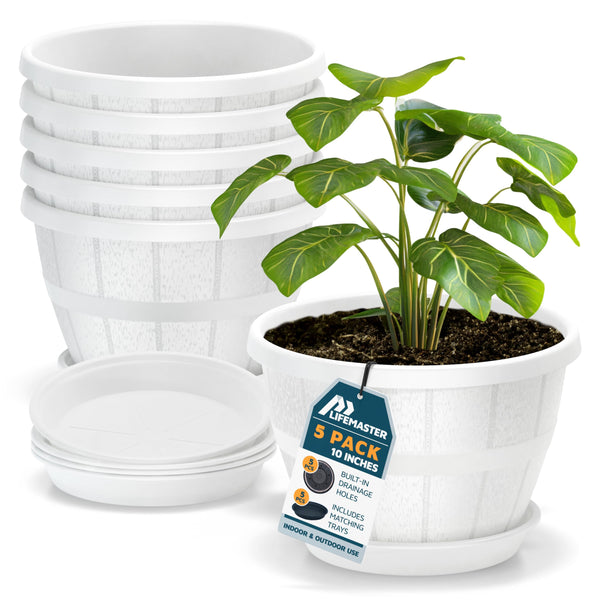 White Whiskey Barrel Planters (Set of 5)