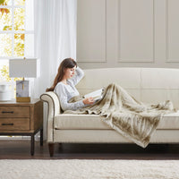 Sand Faux Fur Throw Blanket