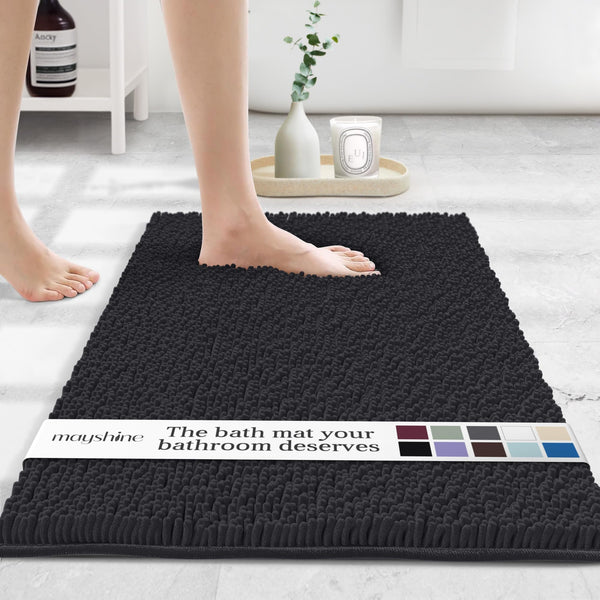 Black Chenille Bath Mat