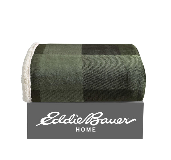 Green Plaid Plush Throw