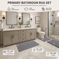 Grey Chenille Bath Rug (Set of 3)