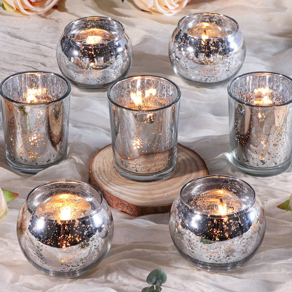 Silver Mercury Glass Votives (Set of 24)