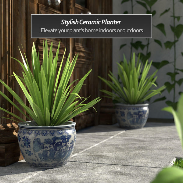 Blue Porcelain Fishbowl Planter
