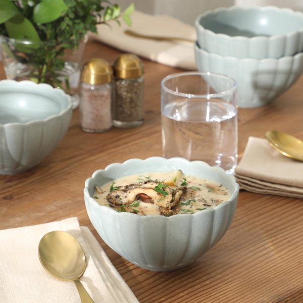 Blue Scalloped Cereal Bowls (Set of 4)