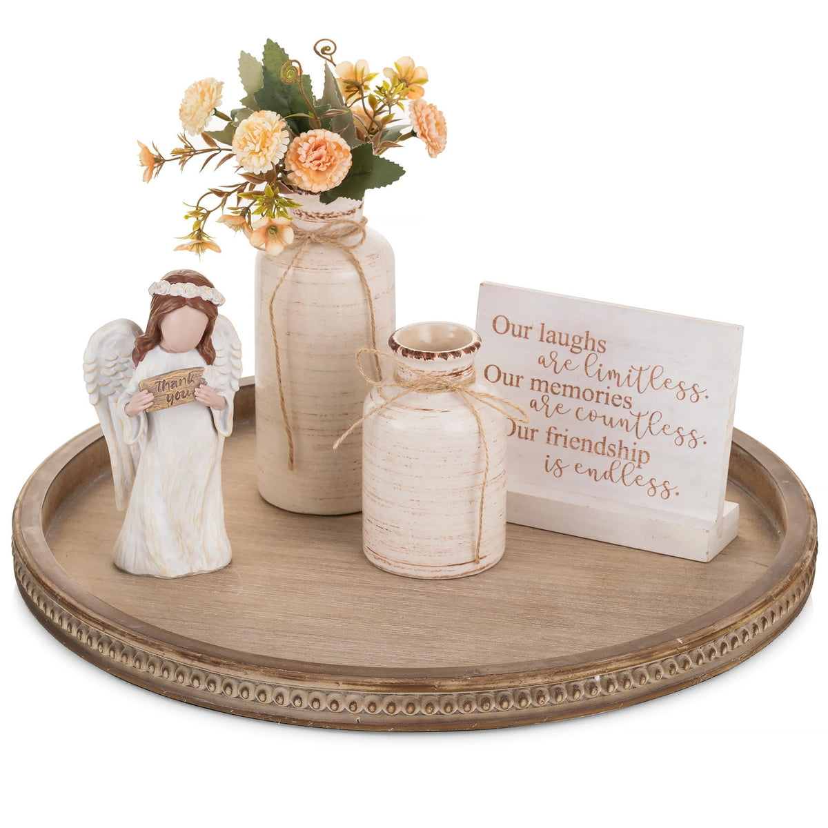 Brown Round Beaded Tray