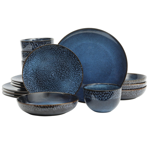 Cobalt Blue Stoneware Dinnerware (Set of 16)