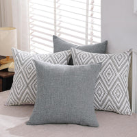 Grey Textured Throw Pillow Cover (Set of 4)