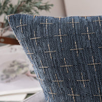 Blue Linen Throw Pillow Cover (Set of 2)