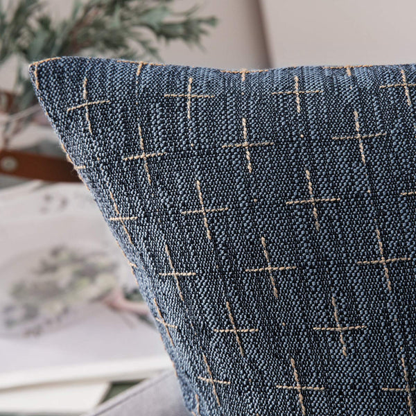 Blue Linen Throw Pillow Cover (Set of 2)