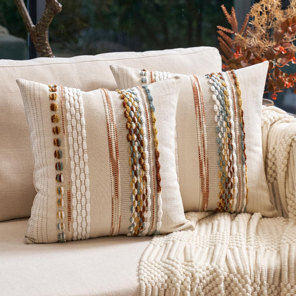 Orange Tufted Chenille Cover (Set of 2)