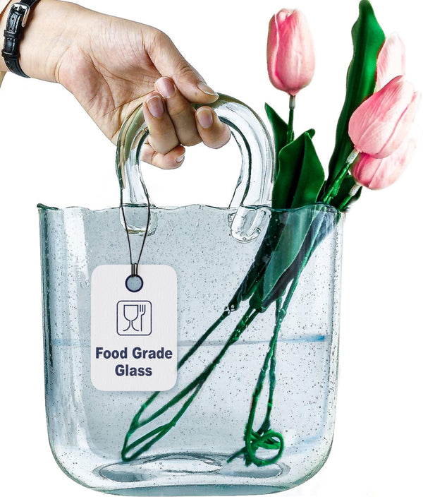 Light Blue Glass Handbag Vase