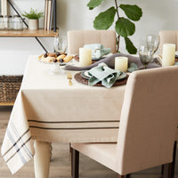 Taupe French Stripe Tablecloth