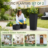 Tall Black Planters (Set of 2)