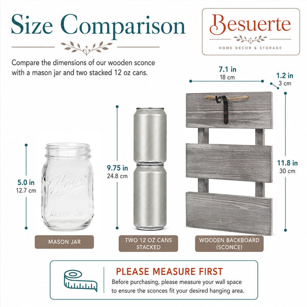 Mason Jar Wall Sconces (Set of 2)