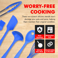 Blue Silicone Kitchen Tools (Set of 9)