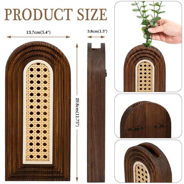 Dark Brown Rattan Wall Vase (Set of 2)