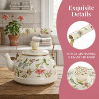 Green Floral Enamel Kettle