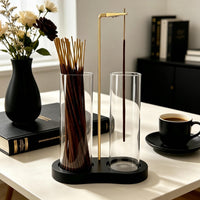 Black Glass Incense Holder