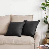 Black Linen Throw Pillow Covers (Set of 2)