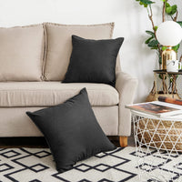Black Linen Throw Pillow Covers (Set of 2)
