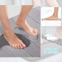 Grey Memory Foam Bath Rug (Set of 2)