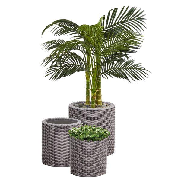 Taupe Rattan Planters (Set of 3)