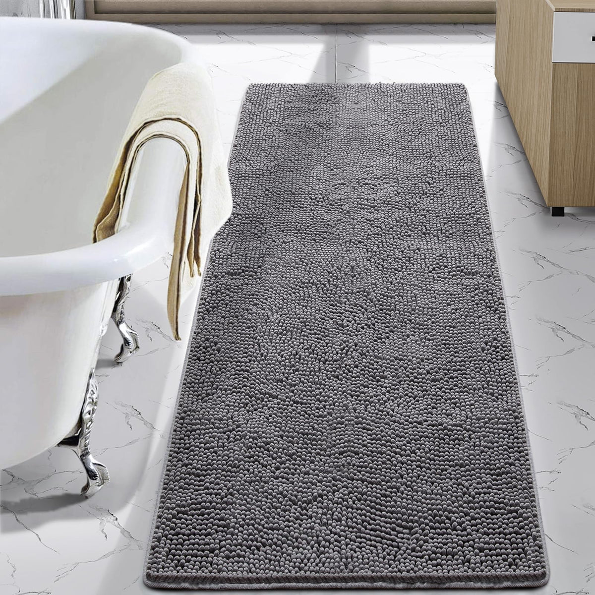 Grey Shaggy Bath Mat
