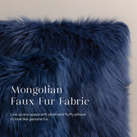 Navy Faux Fur Pillow Cover (Set of 2)