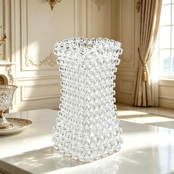 White Beaded Flower Vase