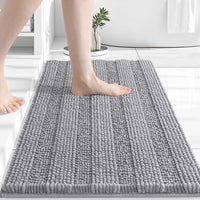 Light Grey Striped Bath Mat