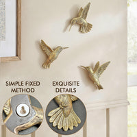 Gold Hummingbird Wall Decor (Set of 3)