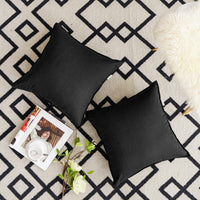 Black Linen Throw Pillow Covers (Set of 2)