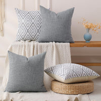 Grey Textured Throw Pillow Cover (Set of 4)