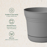 Charcoal Round Planter with Saucer