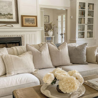 Beige Chenille Throw Pillow Cover (Set of 2)