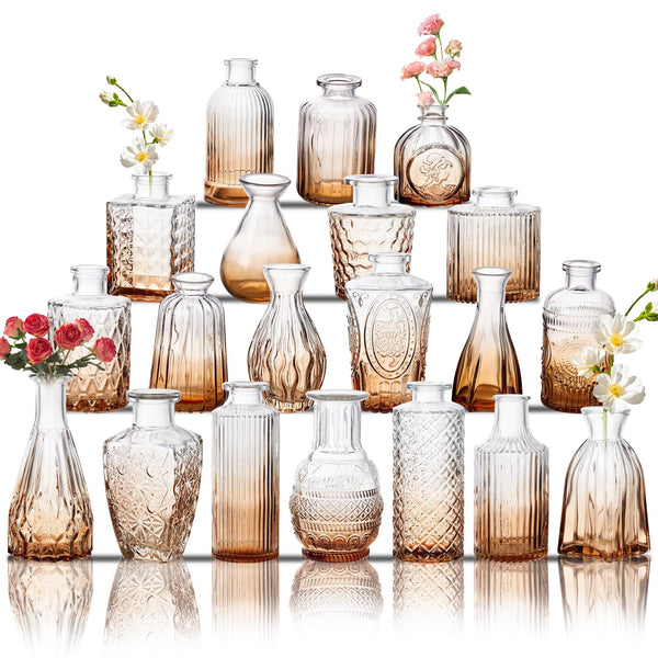 Amber Glass Bud Vases (Set of 20)