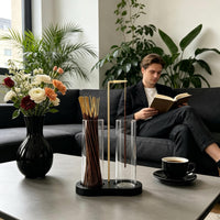 Black Glass Incense Holder