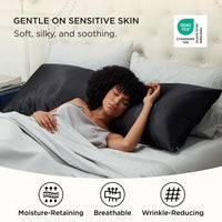 Black Satin Body Pillow Cover